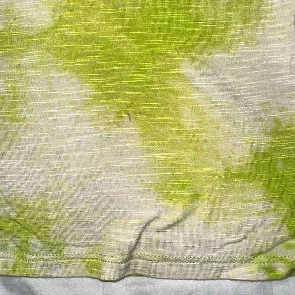 LuLaRoe | Dahl Neon Green Tie Dye Short Ruffle Sleeve Crewneck Cropped Tee Shirt - Picture 6 of 13